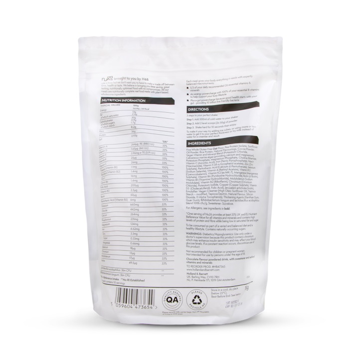 NU26 Nutritionally Complete Real Food Chocolate Shake 1kg